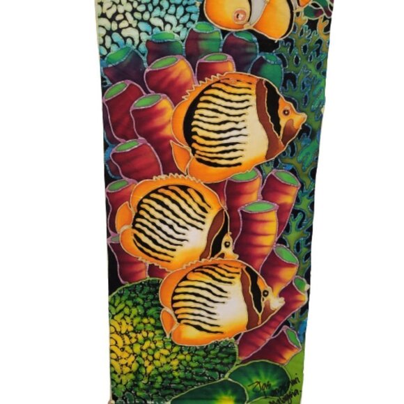 Original Batik Art Hand Painted Wall Hanging Art Décor  44" x 12" - Picture 6 of 8